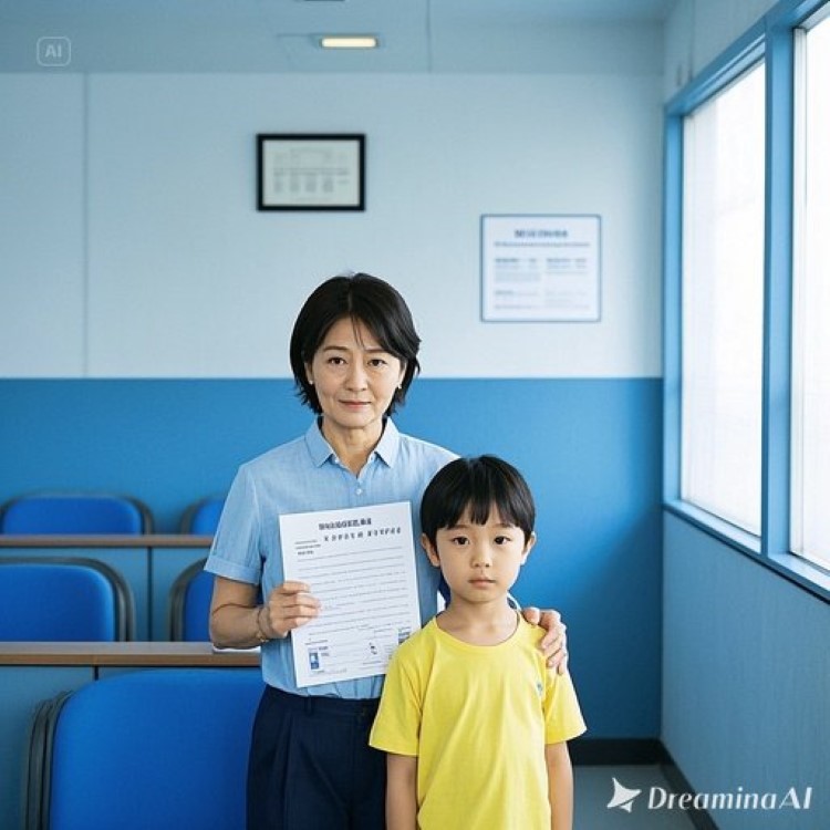가정법원 배경에 양육비 이행명령 신청서와 법봉, 한부모 가정의 따뜻한 가족 사진. 파란색과 노란색 톤으로 희망과 신뢰 강조.