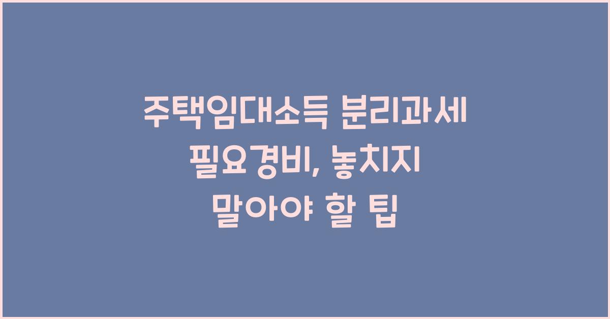 주택임대소득 분리과세 필요경비
