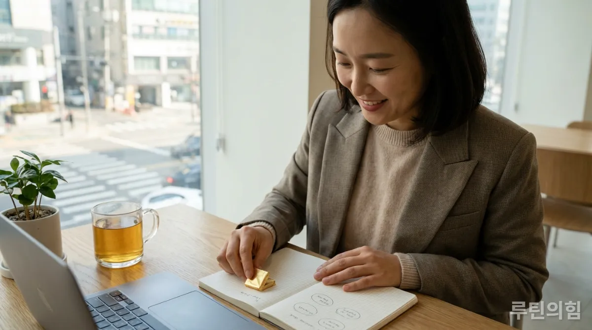 습관 달성 후 자신에게 보상을 주는 한국 직장인