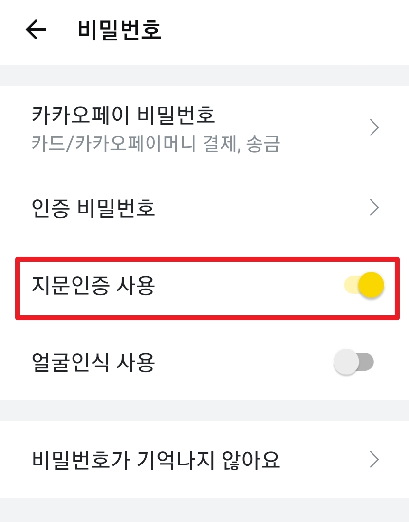 카카오페이 지문등록5