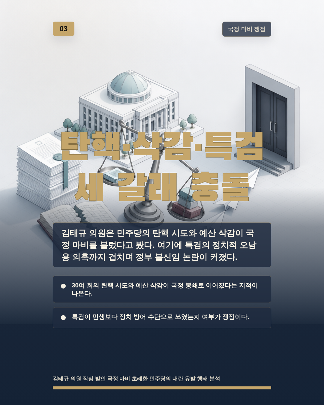탄핵&middot;삭감&middot;특검 세 갈래 충돌