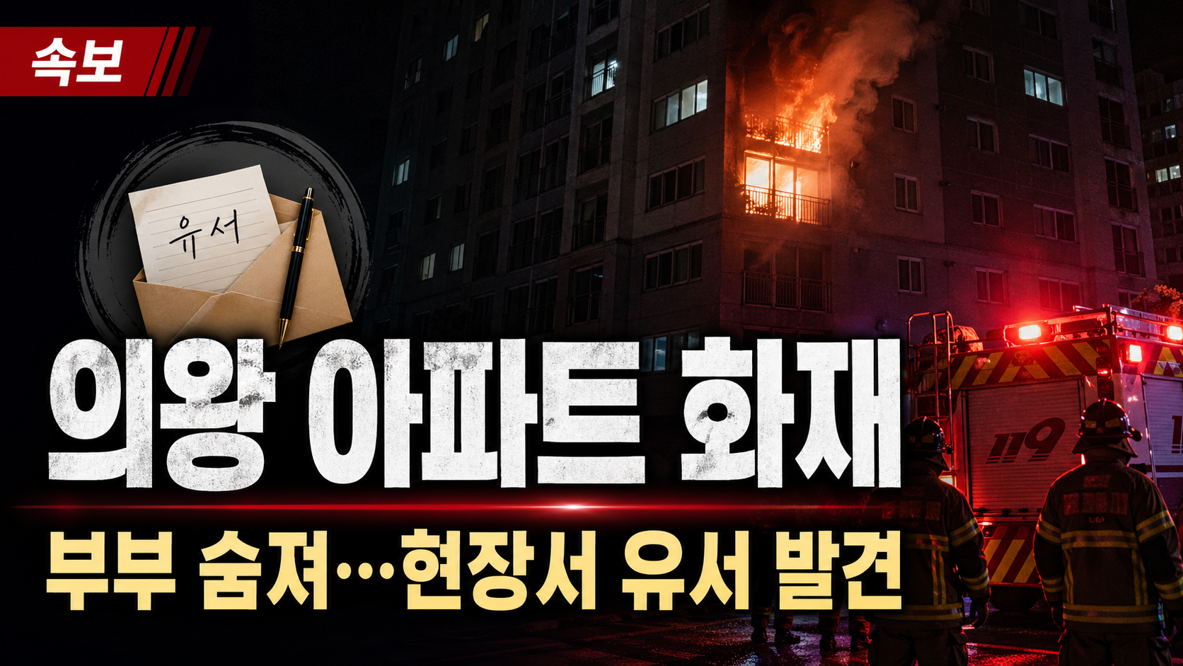 의왕 아파트 화재로 부부 숨져…현장서 유서 발견, 경찰·소방 합동감식 예정