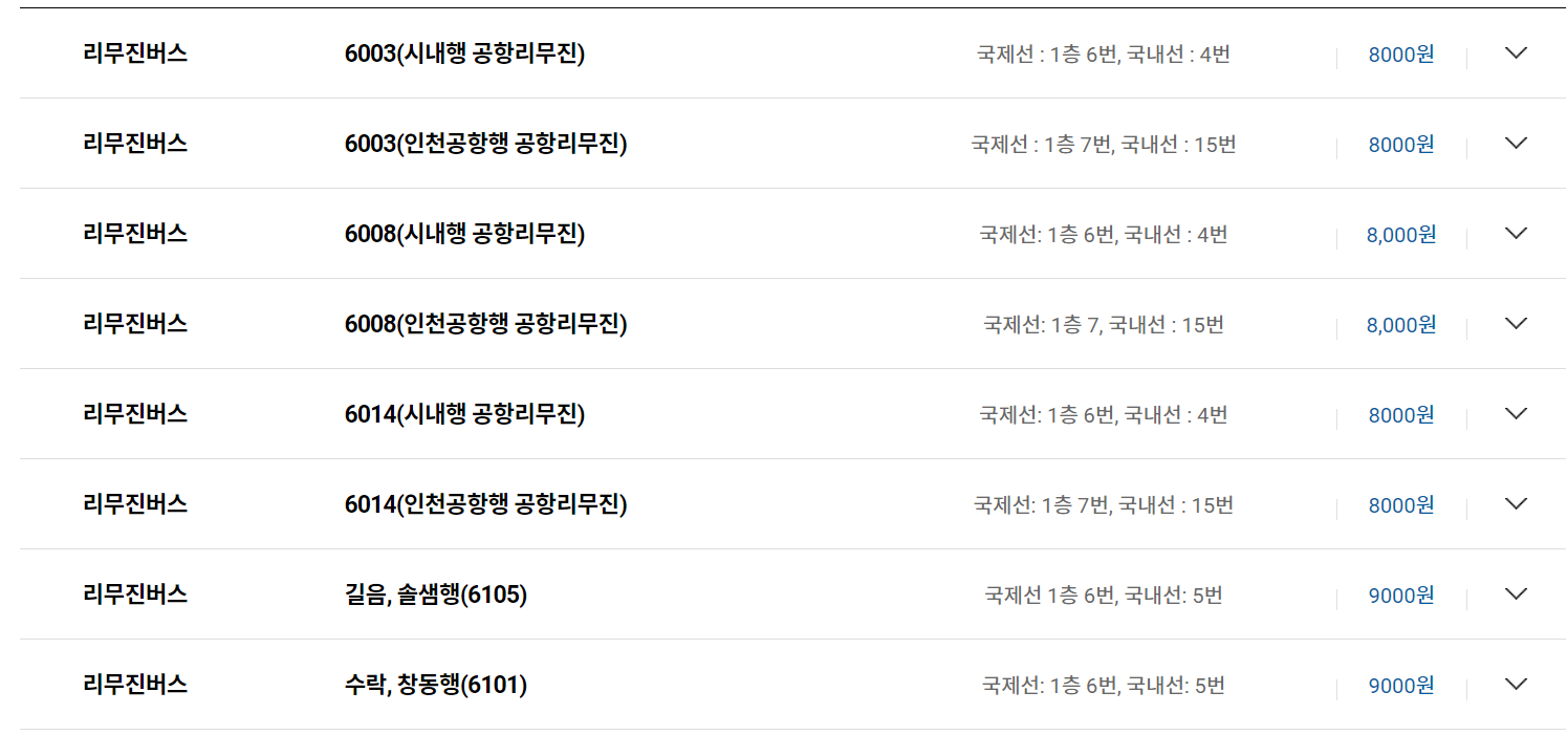 김포공항 리무진버스 및 시외버스