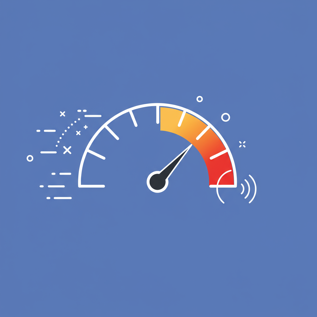 빠른 인터넷 속도를 나타내는 속도계와 네트워크 아이콘 미니멀리즘 그림