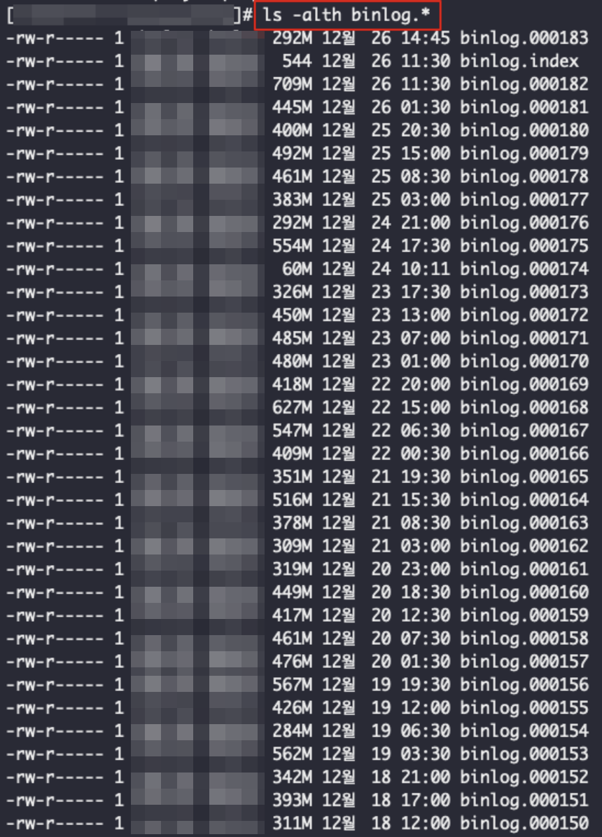 2. Binlog(바이너리 로그) 조회 방법