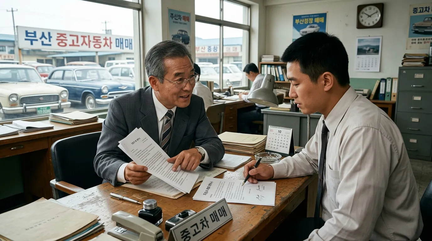 중고차 계약 전 딜러에게 질문하는 구매자
