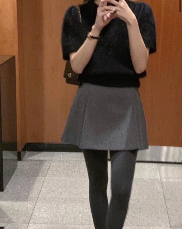 (전체당일) 미엘 로렌 스커트 핀턱 모직 울 주름 미니스커트