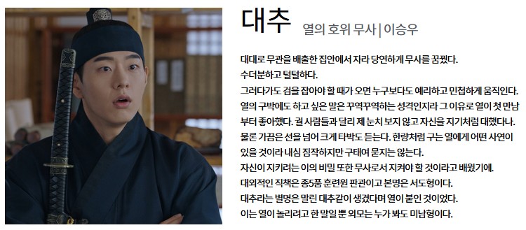 OTT 웨이브 드라마 은애하는 도적님아 등장인물