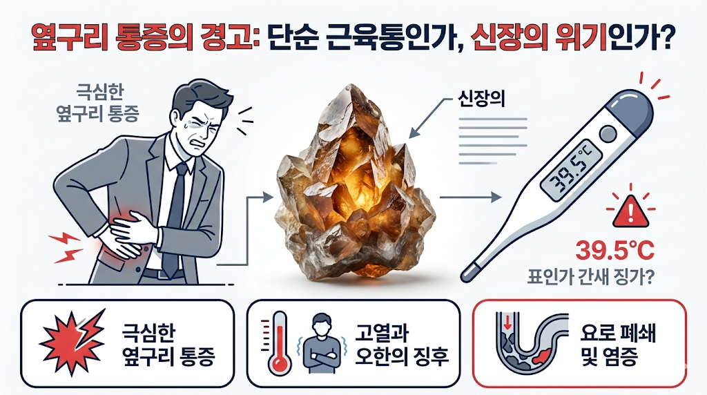 옆구리 통증의 경고 인포그래픽