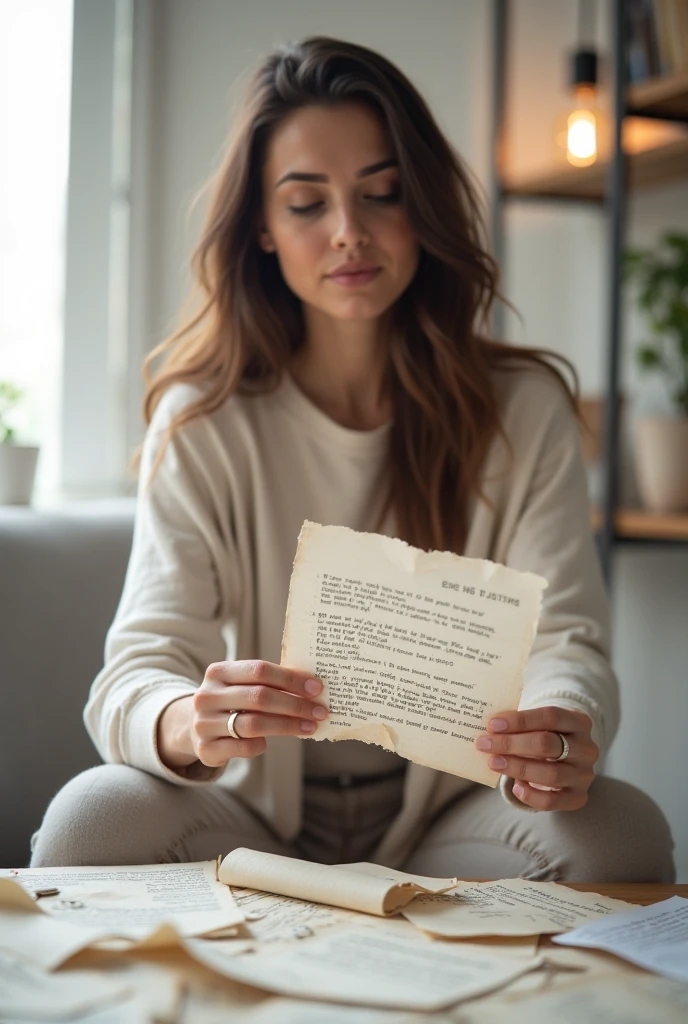 청약서류를 보며 고민하는 여자 이미지