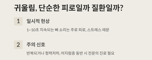 귀에서 삐 소리 일시적