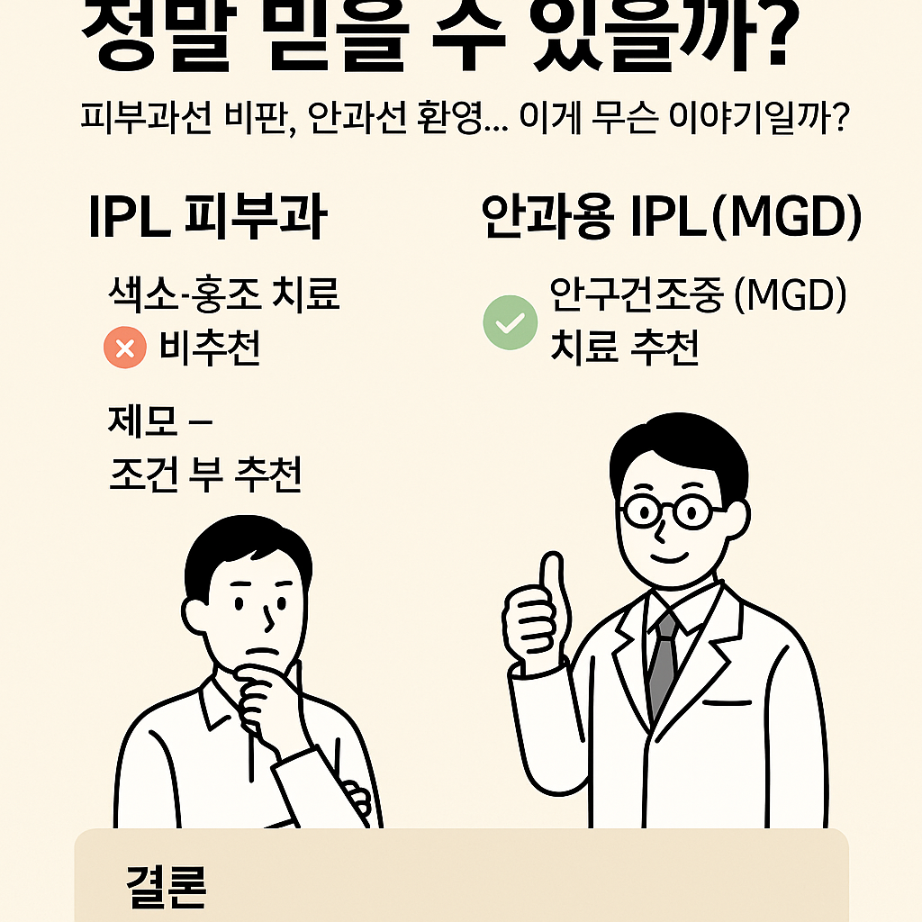 IPL , 피부과에선 피하라 하고, 안과에선 추천하는 이유는 ?