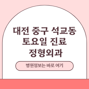 대전 중구 석교동 토요일 정형외과 진료 병원