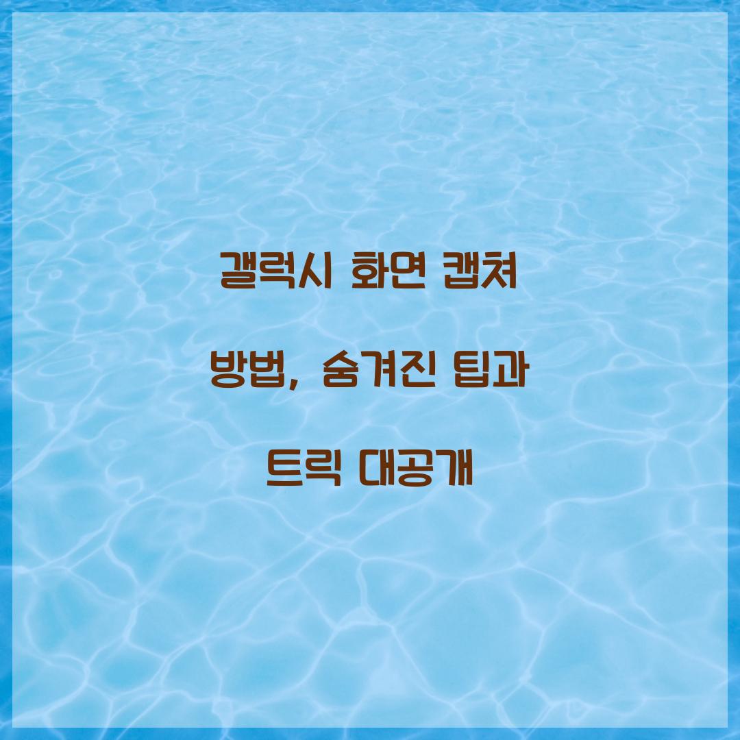 갤럭시 화면 캡쳐 방법