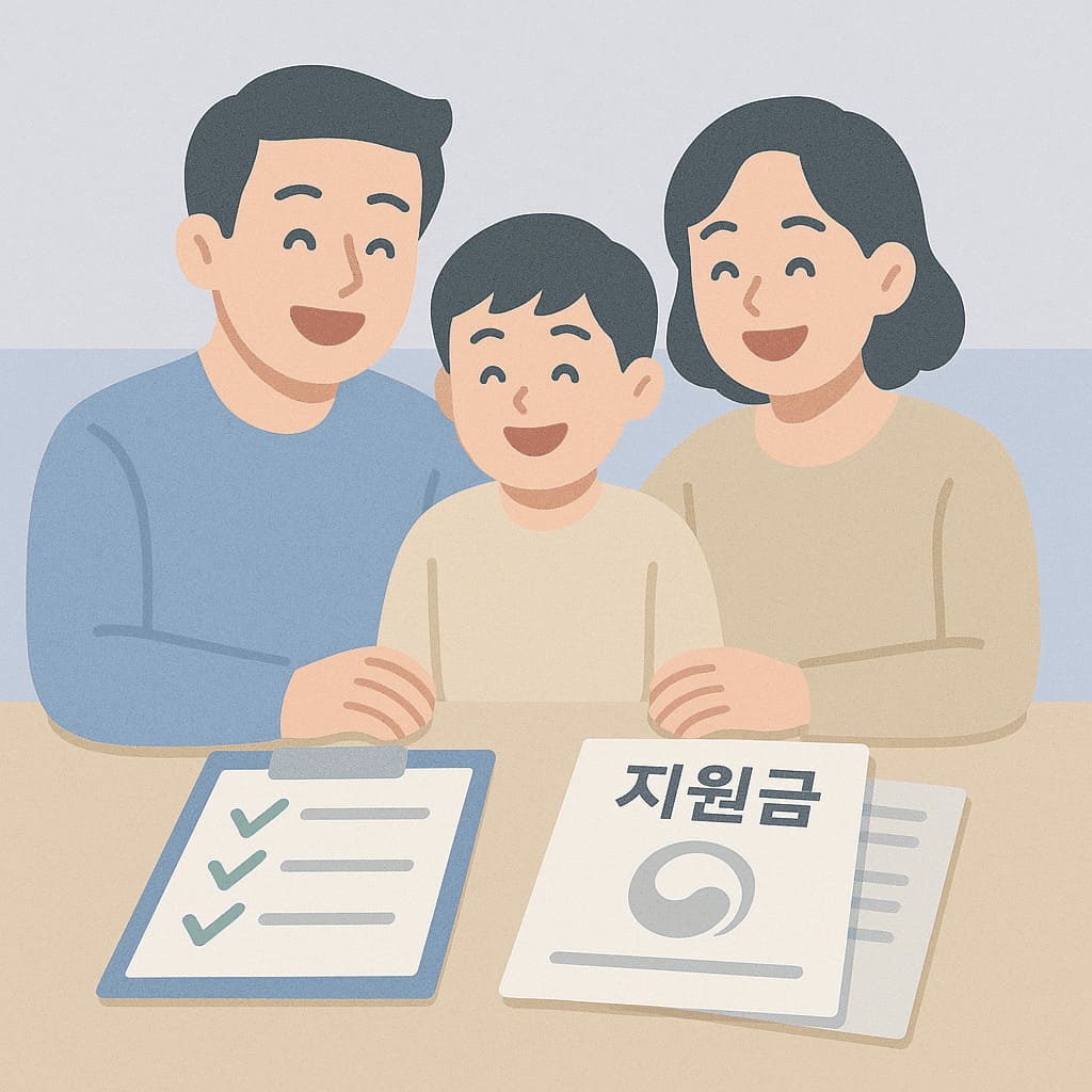 가족이 함께 지원금 혜택 받는 모습