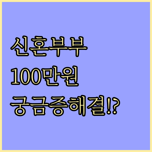 서울시 신혼부부 지원금 100만원, ..