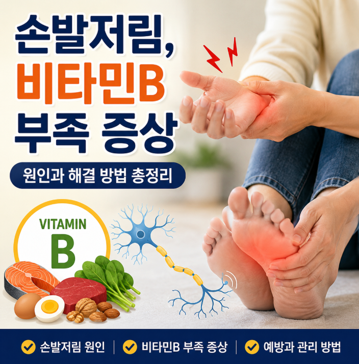 손발저림이 계속된다면? 비타민B 부족 증상 원인과 해결 방법 총정리