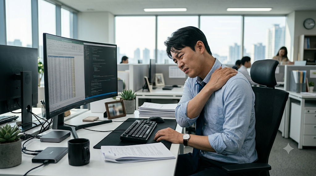 ▲ 직장인 만성 피로 및 통증 탈출: 원인부터 5분 스트레칭까지