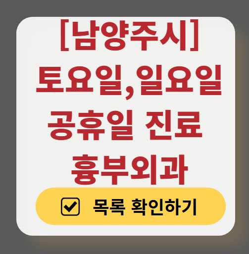 남양주시 주말 토요일 일요일 흉부외과 진료 병원 목록 ❘ 공휴일 진료 영업 병원 리스트 찾기