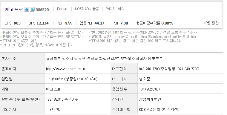 에코프로 기업개요 (0902)