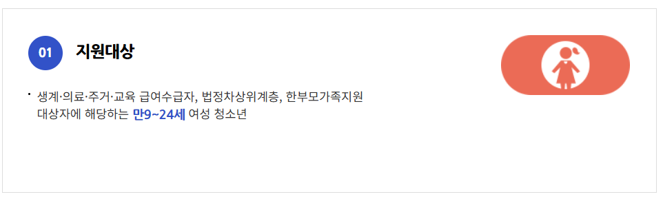 여성 청소년 생리 용품 지원 사업 지원 대상