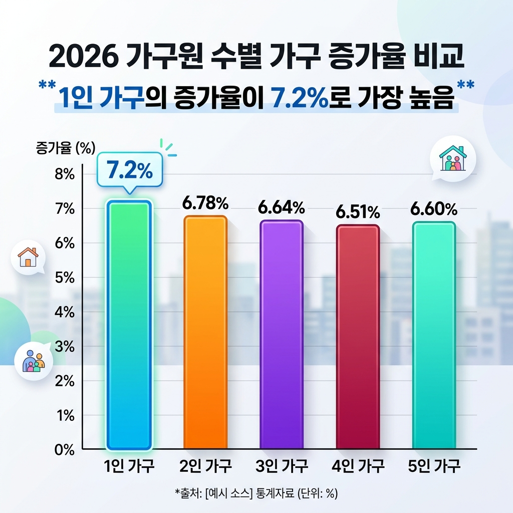 2026 기준 중위소득 가구원수별 인상률 비교