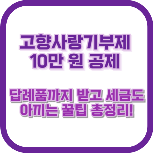 고향사랑기부제 10만 원 공제, 답례품까지 받고 세금도 아끼는 꿀팁 총정리!