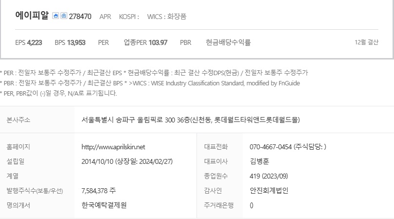 에이피알기업정보