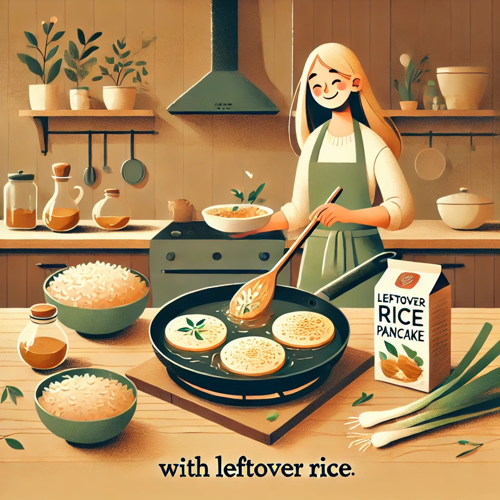 찬밥으로 만드는 맛있는 부침개를 만드는 그림