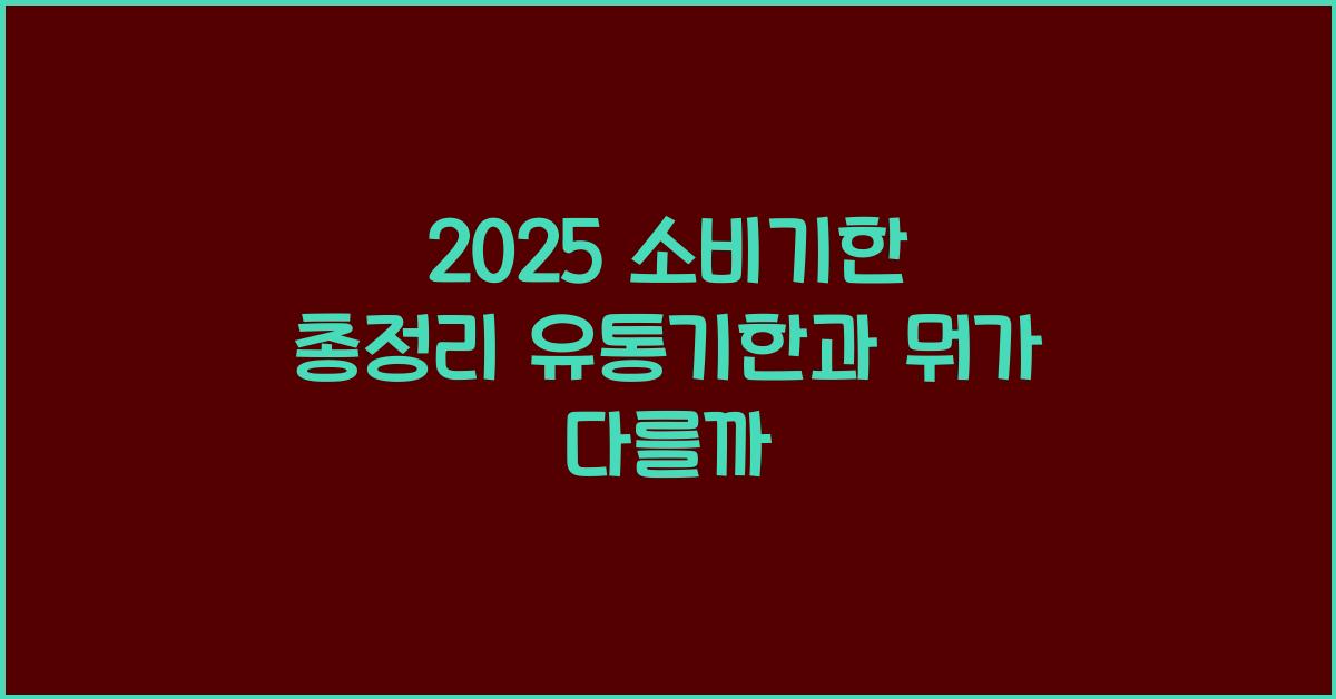 "2025년 소비기한과 유통기한의 차이, 식품별 섭취 가능 기한 등을 안내하는 정보 요약 이미지"