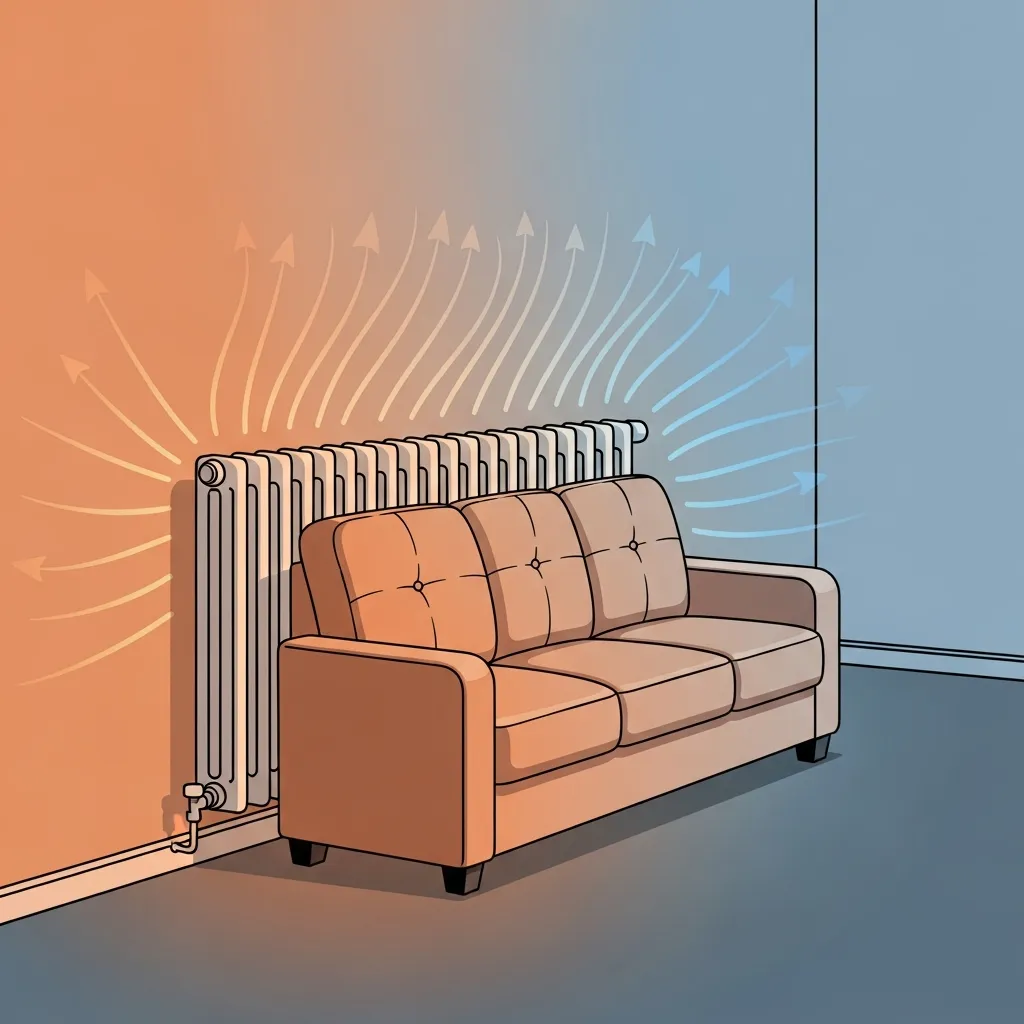 가구에 막힌 방열기 모습