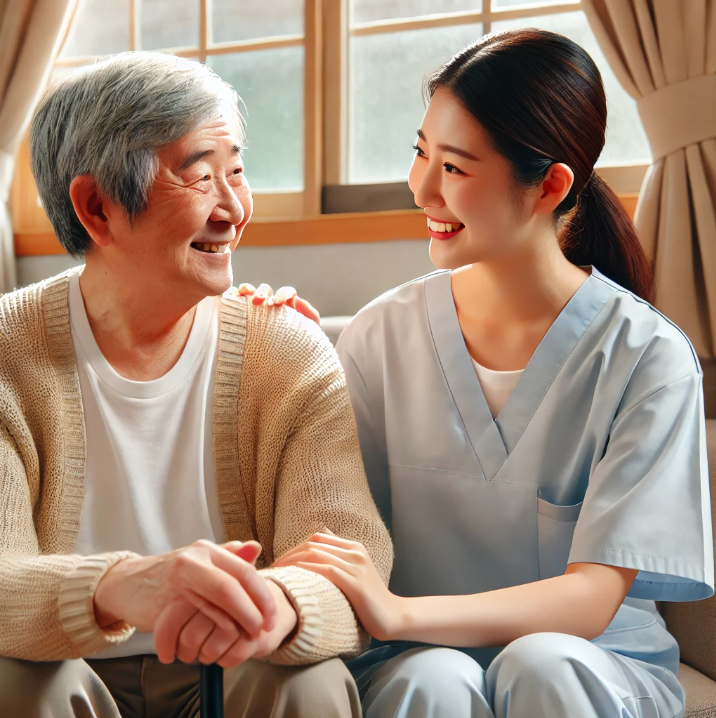 웃으며 대화하는 장면