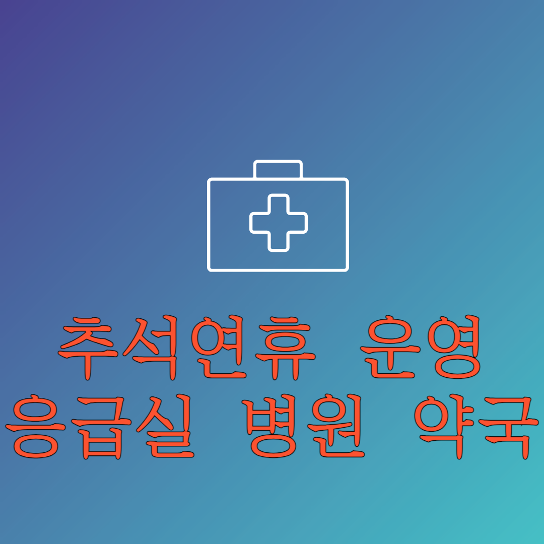 추석연휴 운영하는 병원 응급실 약국