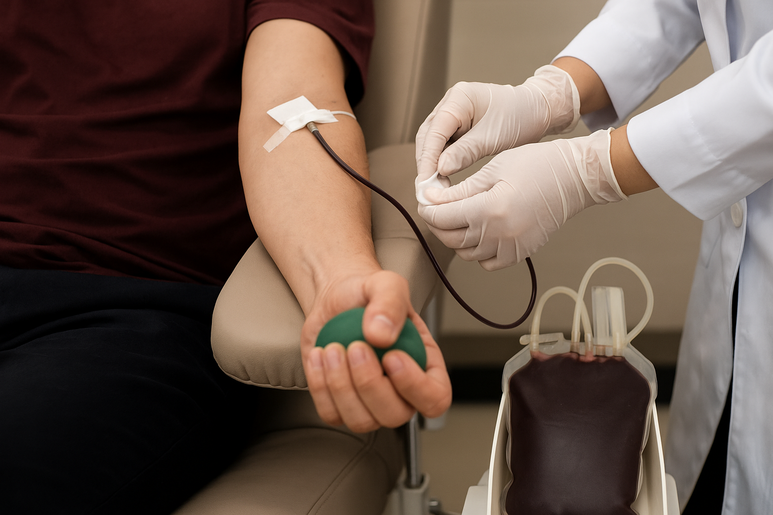 헌혈하고-있는-남성의-팔