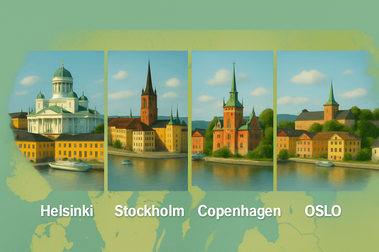 헬싱키, 스톡홀름, 코펜하겐, 오슬로 이미지