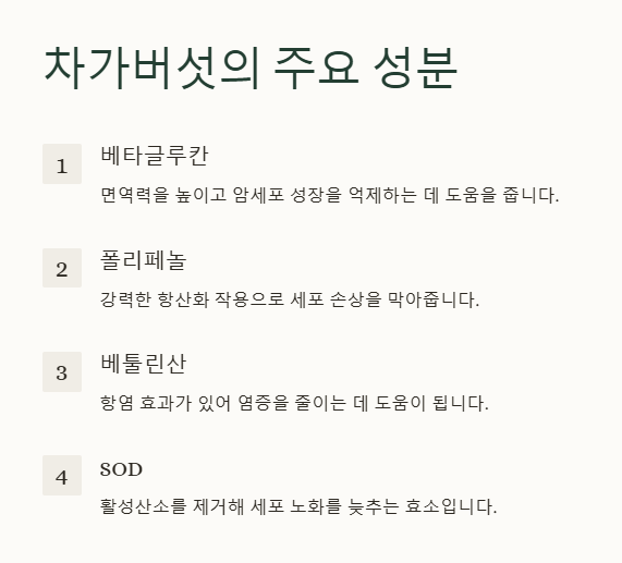 차가 버섯의 주요성분