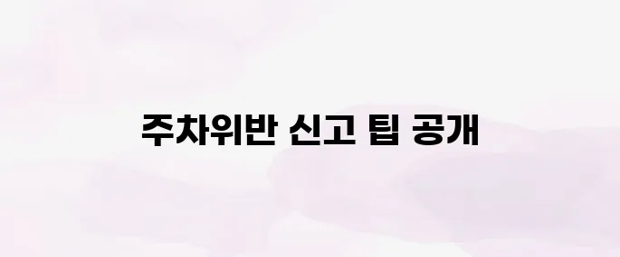 주차위반 신고 방법│스마트폰으로 간편하게 신고하는 법 안내