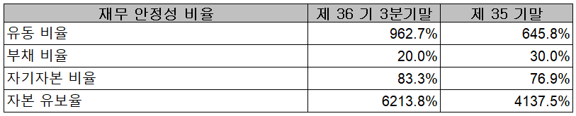 일진머티리얼즈 - 재무 안정성 비율