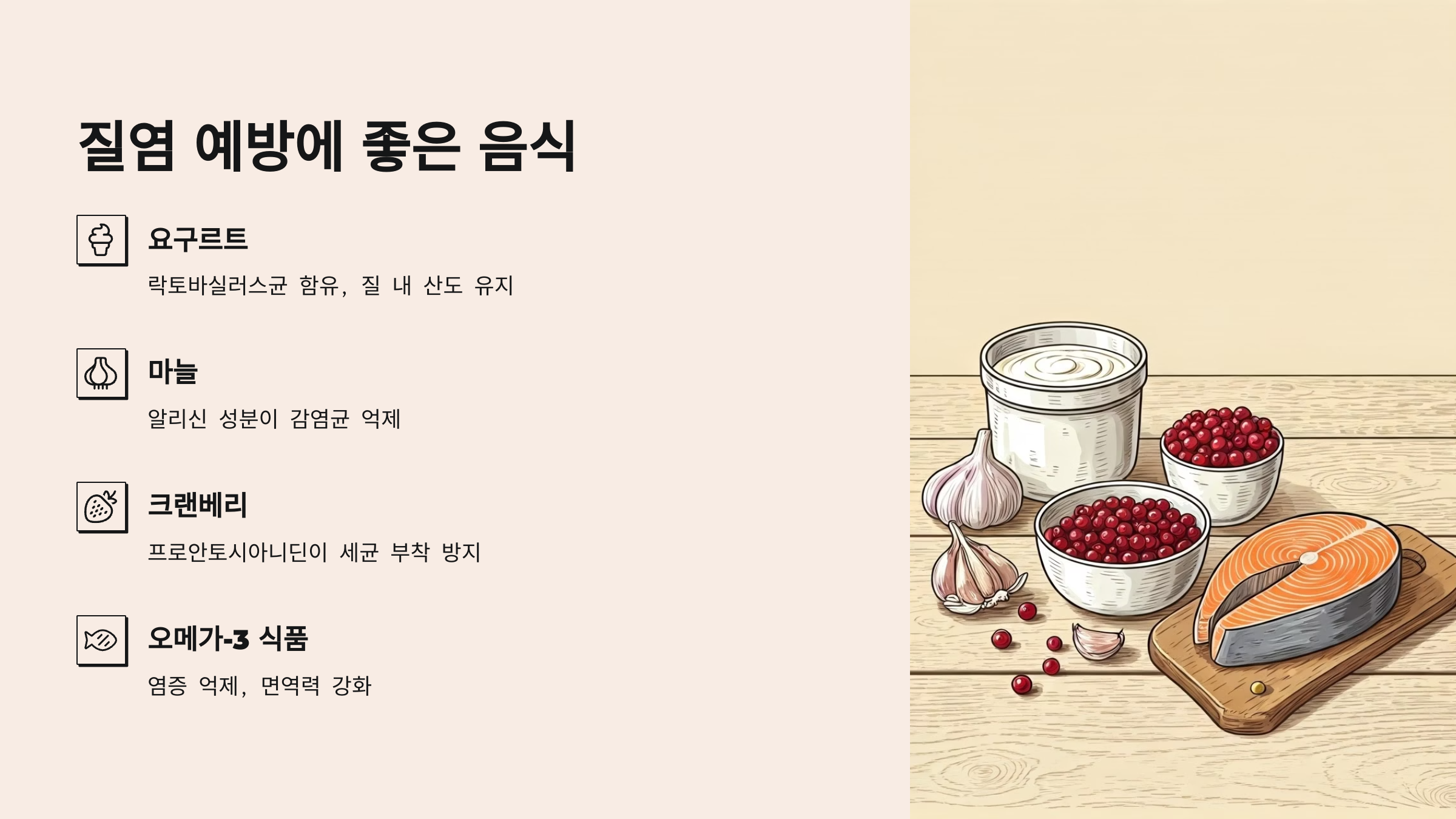 질염 예방에 좋은 음식 4가지 그림