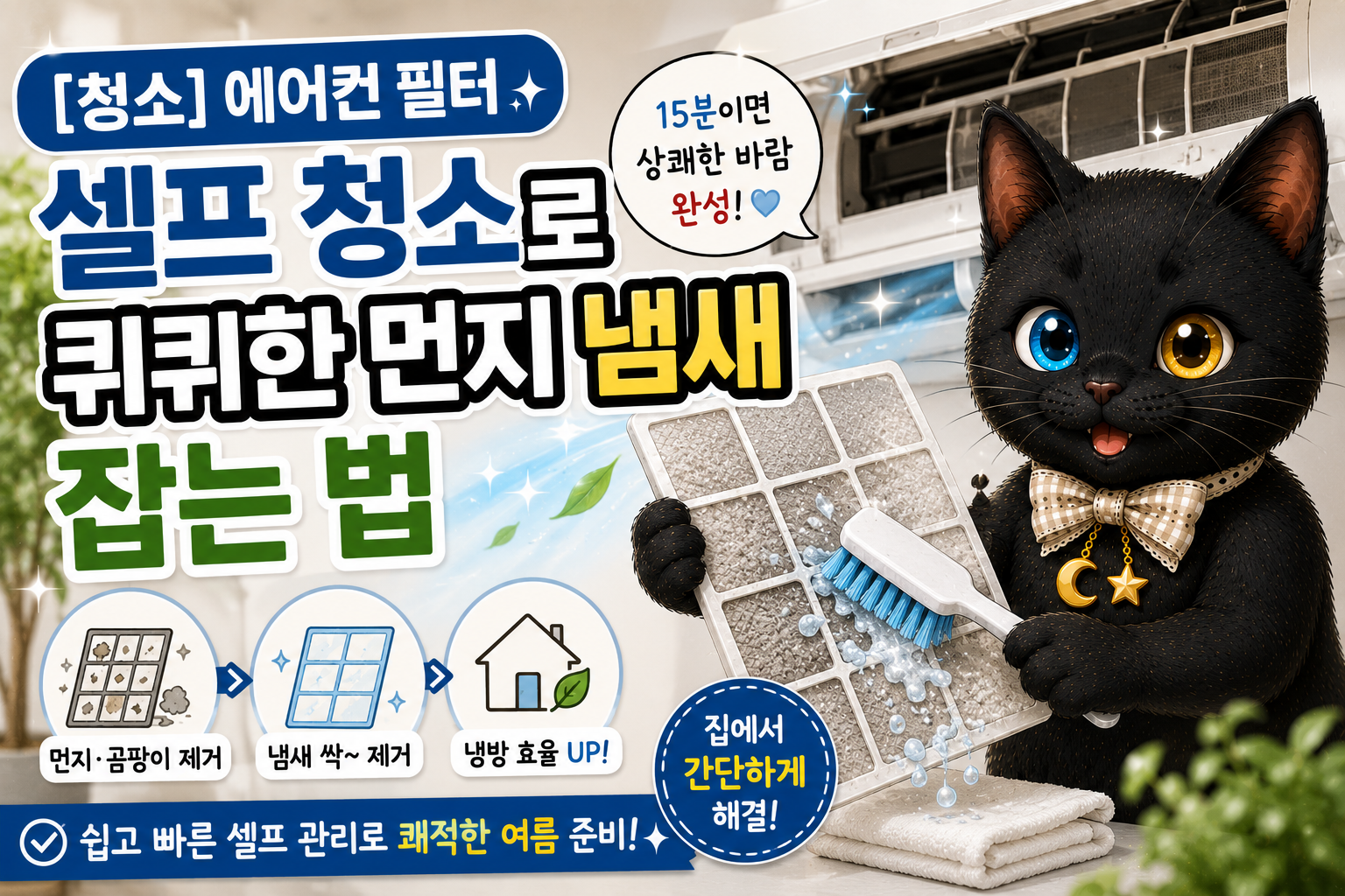 에어컨 필터 셀프 청소, 퀴퀴한 냄새 없애고 냉방 효율 높이는 가장 쉬운 방법