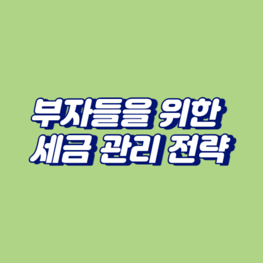 부자들을 위한 세금 관리 전략