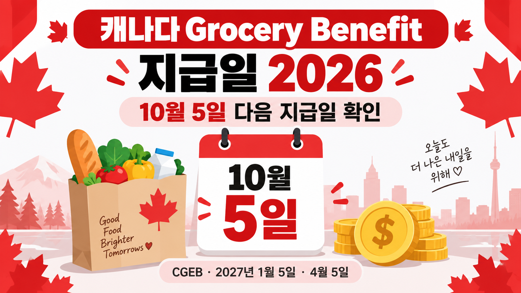 캐나다 Grocery Benefit 지급일 2026｜10월 5일 이후 다음 지급일은 언제?