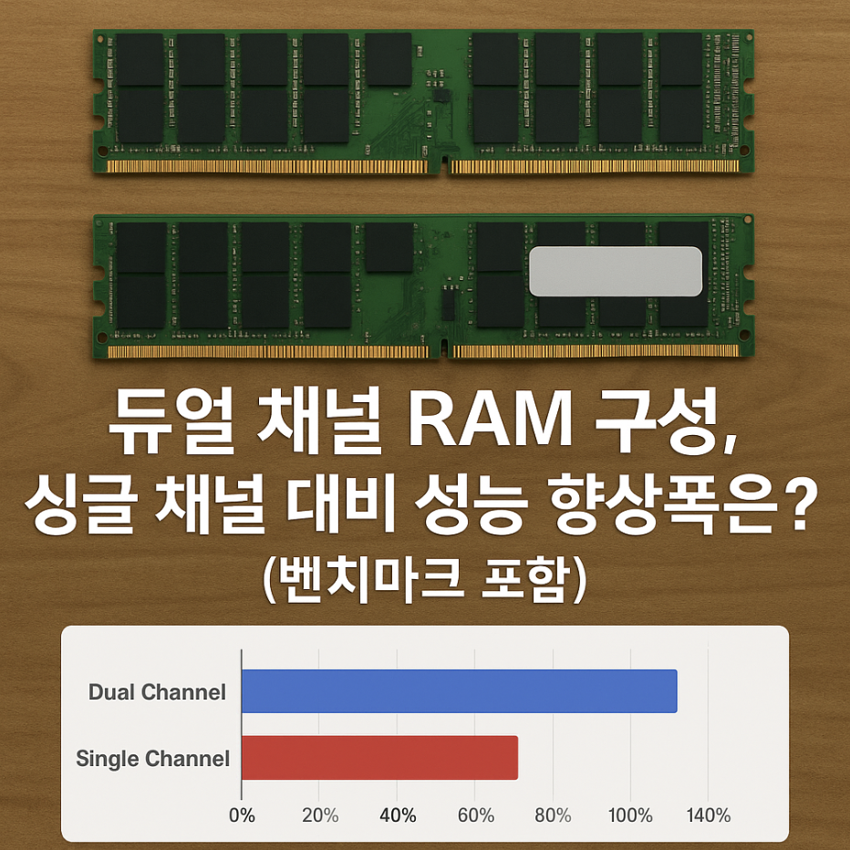 듀얼 채널 RAM 구성, 싱글 채널 대비 성능 향상폭은? (벤치마크 포함)