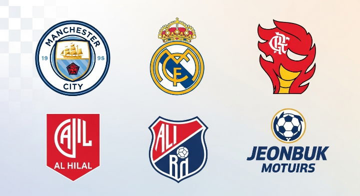 경기 참가팀을 상징하는 뺏지를 위 세줄 아래 세줄로 정돈을 해놓은 이미지입니다.