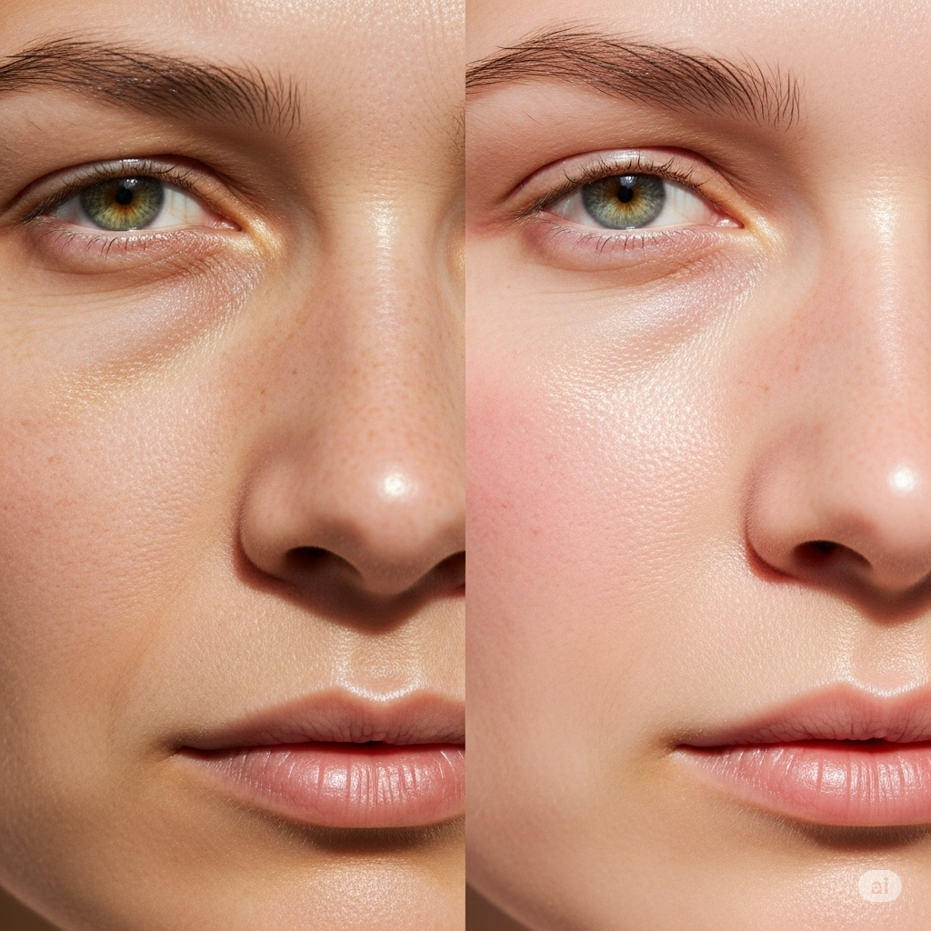 스트레스로 인해 칙칙해지고 예민해진 피부를 부드럽게 진정시키고, 건강한 윤기를 되찾은 이미지