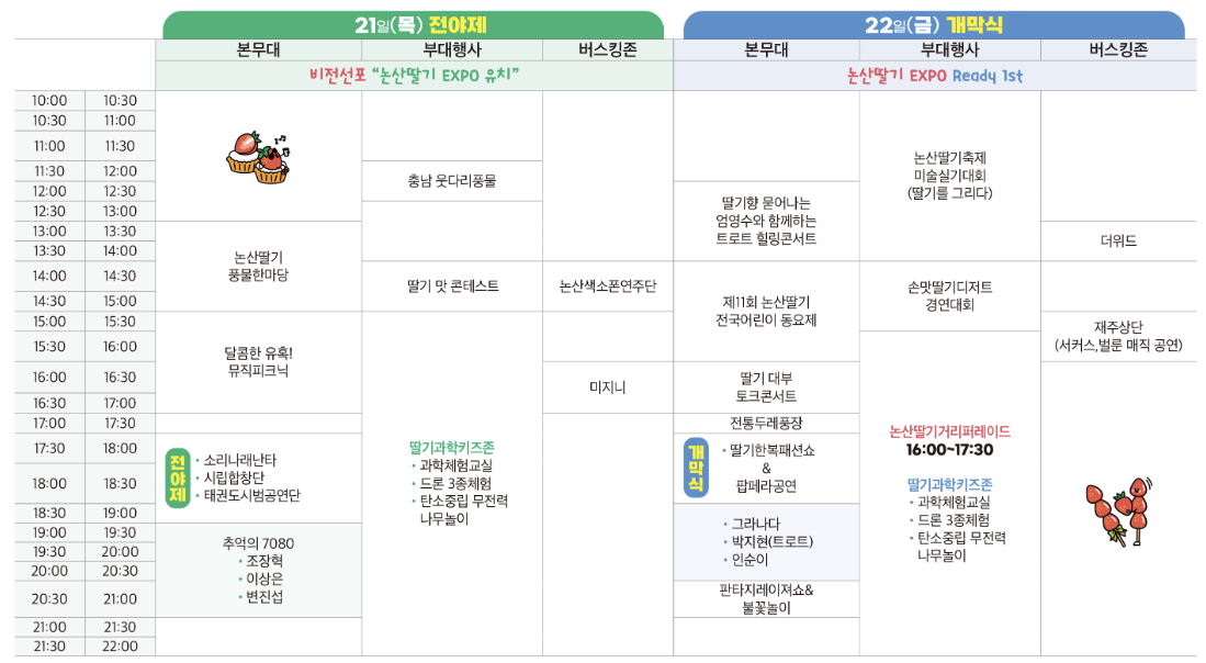 축제 목요일&#44; 금요일 일정