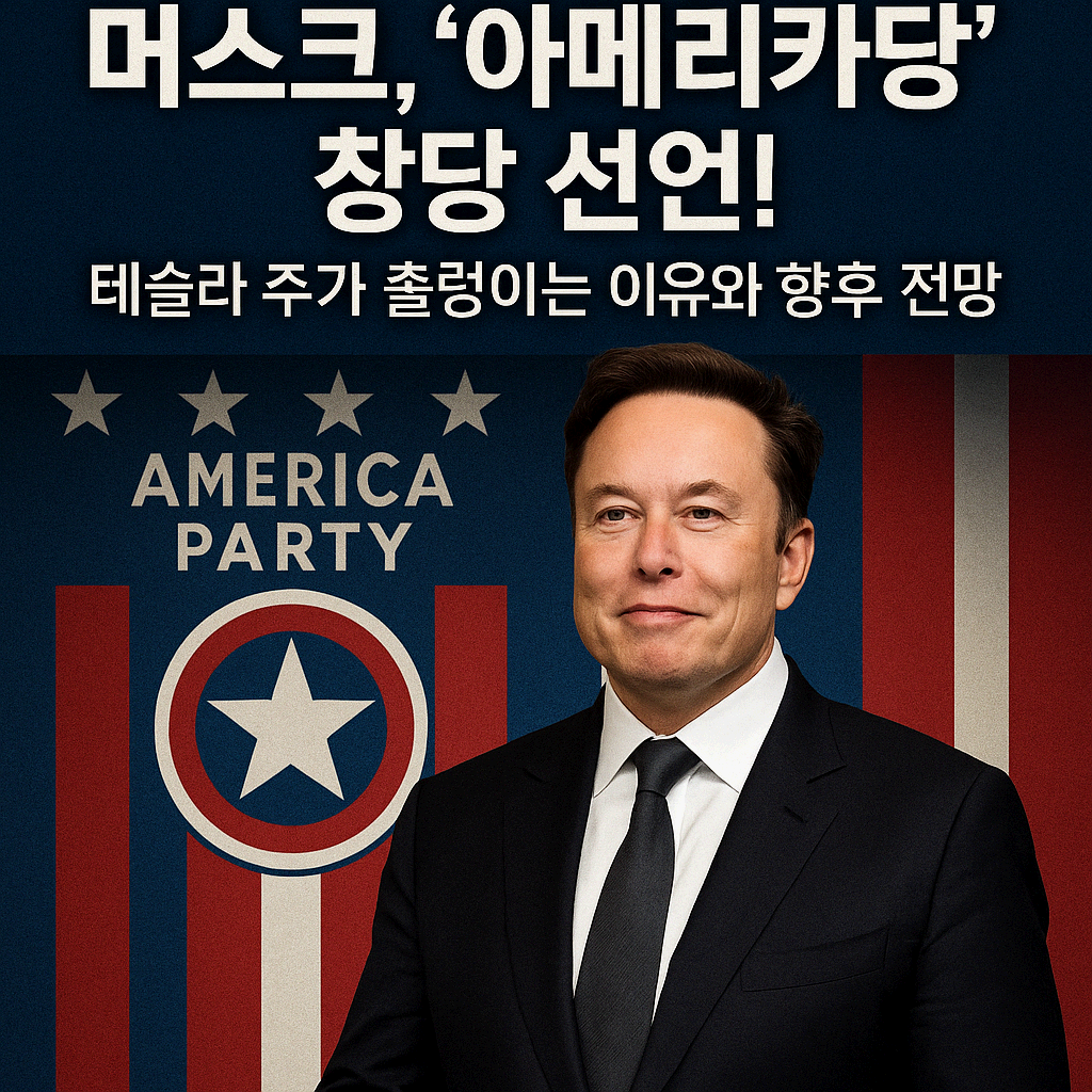 “머스크, ‘아메리카당’ 창당 선언! 테슬라 주가 출렁이는 이유와 향후 전망”