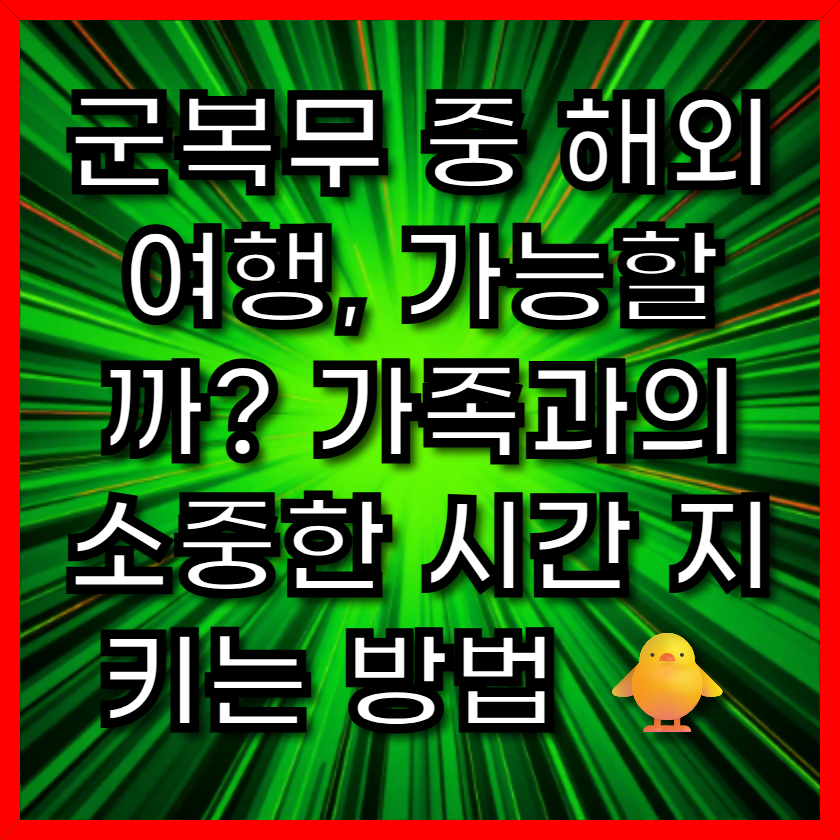 군복무 중 해외여행, 가능할까? 가족과의 소중한 시간 지키는 방법 🐥
