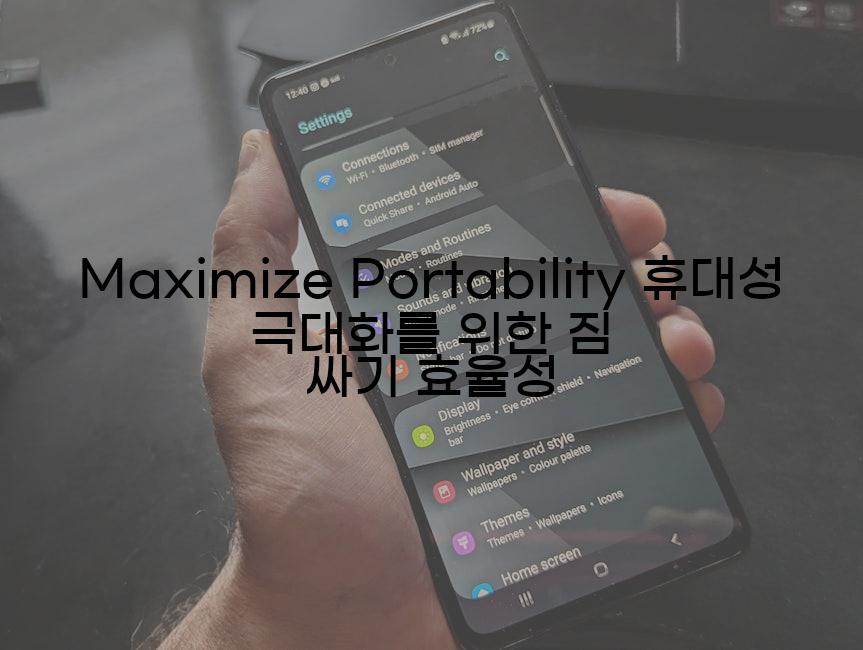 Maximize Portability 휴대성 극대화를 위한 짐 싸기 효율성