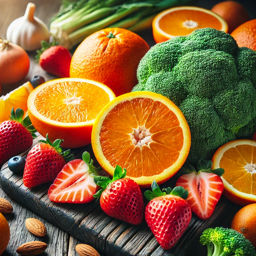 철분제에 도움되는 과일 딸기 브로컬리 오렌지 사진